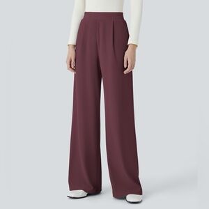 HALARA Wide Leg Pants in Deep Burgundy